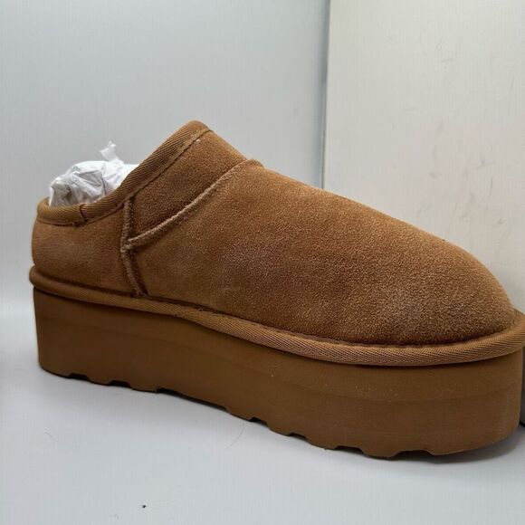 CUSHIONAIRE Women's Genuine Suede Cozy Mule Platform +Memory Foam 8.5 CHESTNUT - Picture 6 of 7